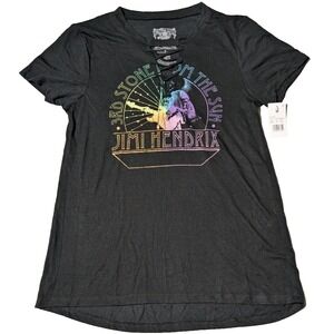 JIMI HENDRIX Women Medium Black 3RD STONE FROM THE SUN Retro Graphic T-Shirt NEW